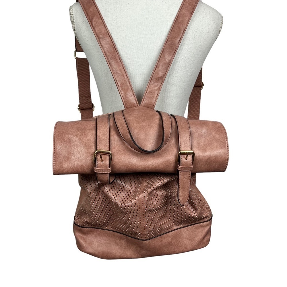 Beautiful Women’s Backpack With Gold Hardware Adjustable Straps Zip Compartments